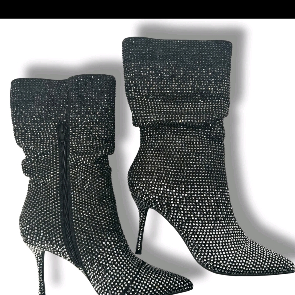 Thalia Sodi Black Rhinestone Heeled Boots